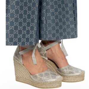 Gucci Heritage Lame signature wedges RETAIL 995